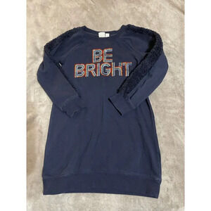 Gap Kids Sz 8 Tunic Dress Sequin Navy Sherpa Sleeve Be Bright Top Long Sleeve
